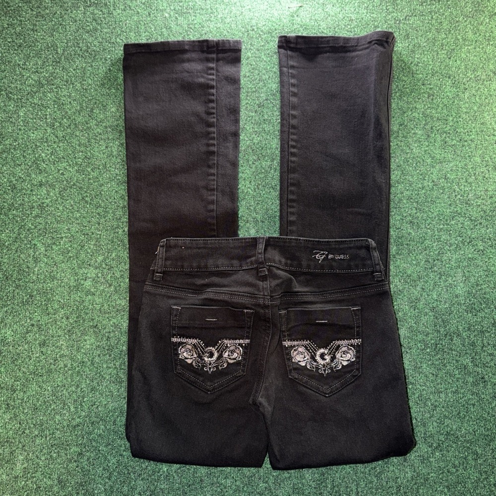 G by GUESS Womens Size 25W Dark Wash Bootcut Jeans Metallic Rose G Back Pockets - Picture 8 of 9